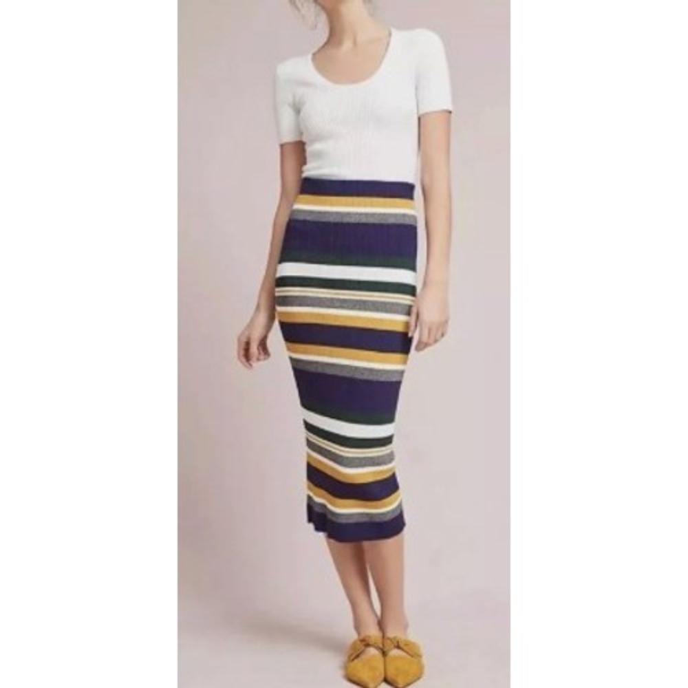 NWT Anthropologie Callahan Greenwich Striped Knit Midi Skirt Size XL
